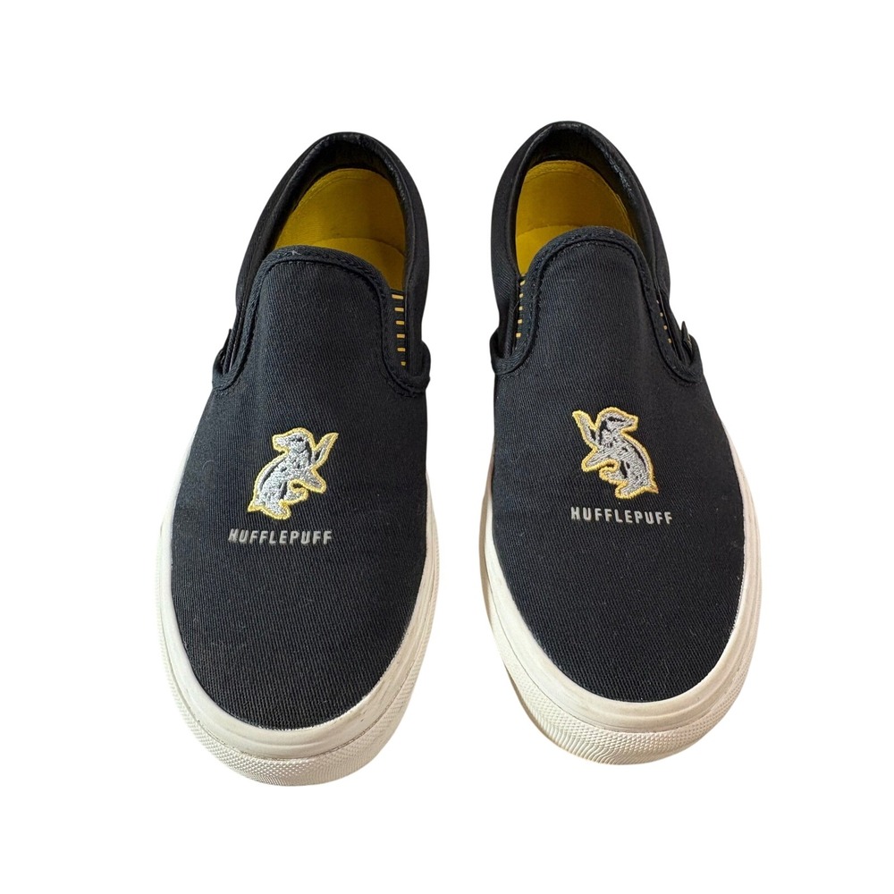 Vans‎ Harry Potter Hufflepuff Classic Slip On Black Yellow Canvas Shoes Mens 6.5